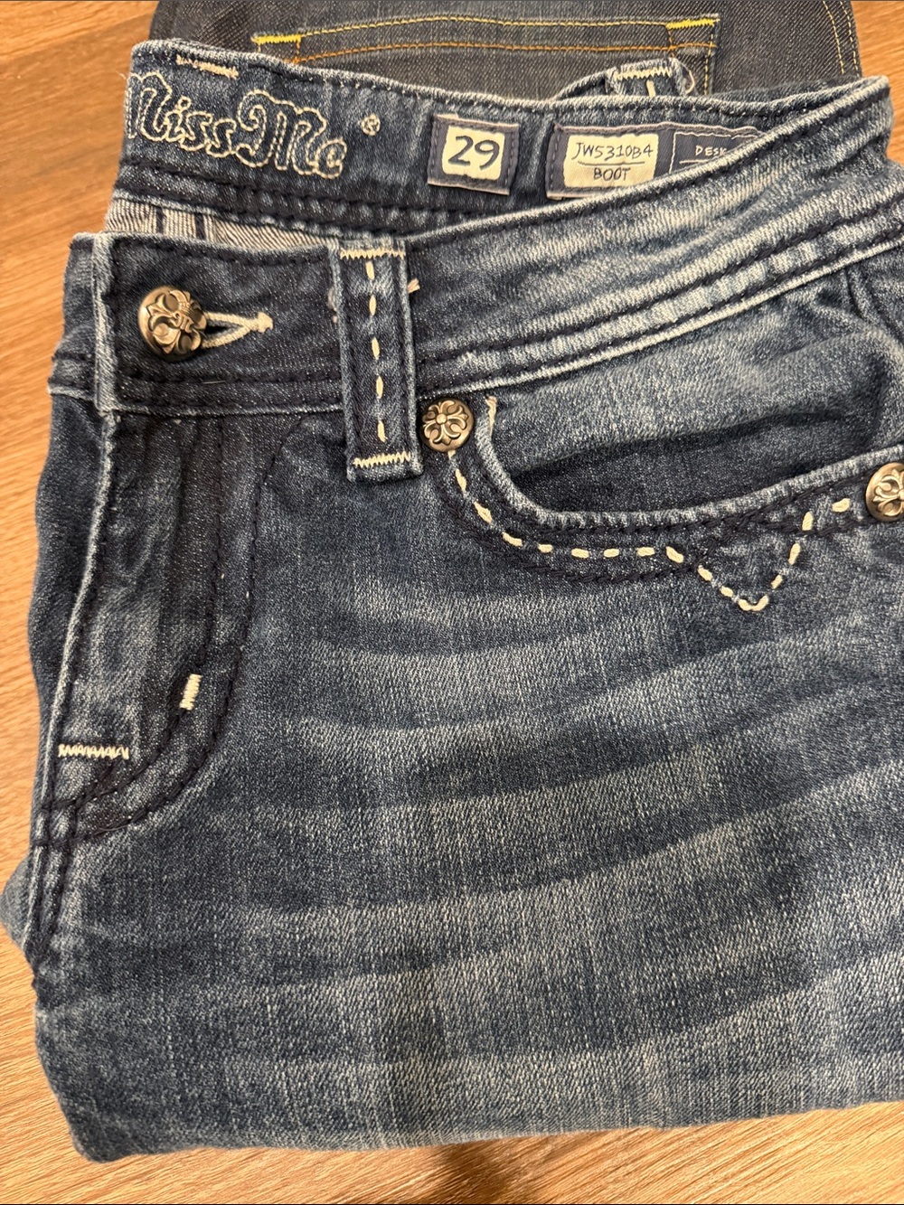 Miss Me Women's Dark Blue Washed Flare Jeans